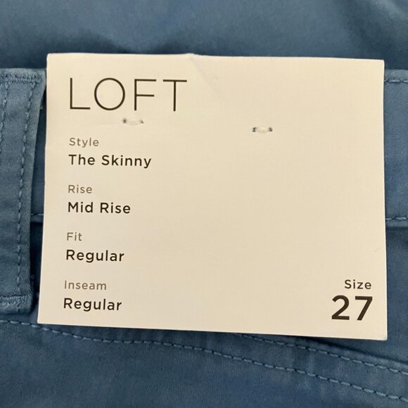 LOFT Women Sateen Skinny Ankle Pants Sz 4 Blue Gray Mid Rise Five Pocket Casual - Picture 3 of 6